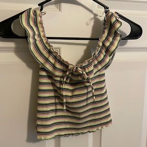 Bershka crop top with fun striped pattern in XS